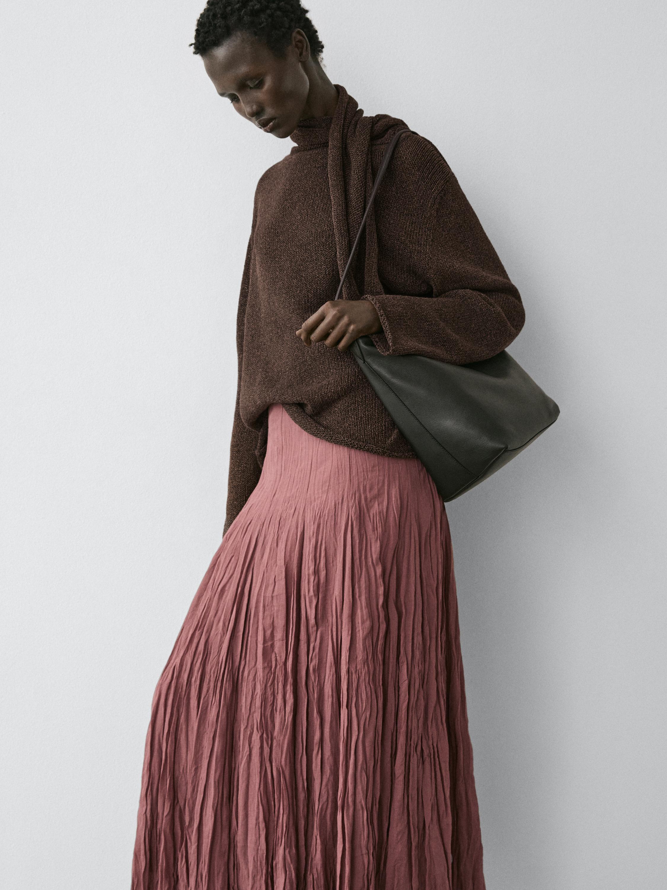 Flowing godet midi skirt